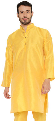 MAHARAJA Men Solid Straight Kurta(Yellow)