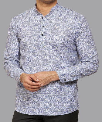 SilverBuck Men Printed Pathani Kurta(Multicolor, White)