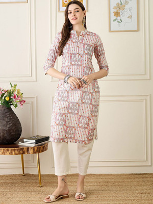ANOUK Women Floral Print Straight Kurta(Multicolor)