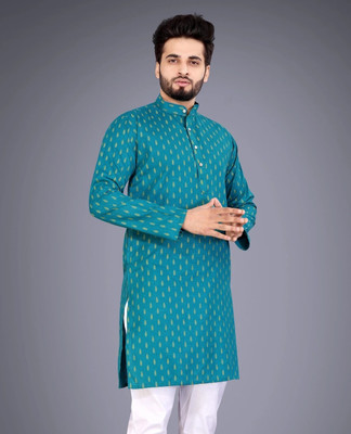 DARKCHILL Men Solid A-line Kurta(Green)