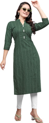 FABTOWN Women Printed, Striped, Solid A-line Kurta(Green)