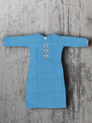 shan Collection Women Solid A-line Kurta(Light Blue)