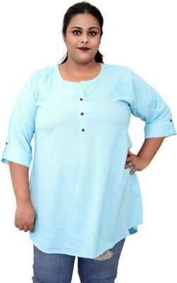 INDICRAFT Women Self Design Straight Kurta(Light Blue)
