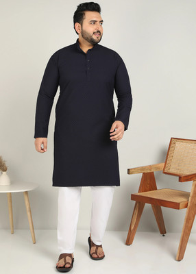 METRONAUT PLUS Men Solid A-line Kurta(Dark Blue)