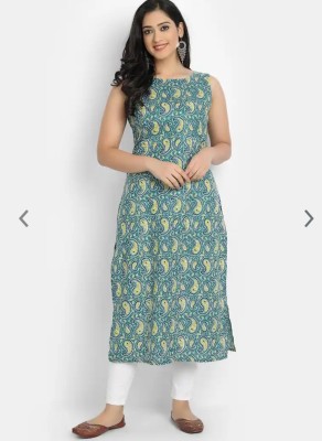 HouseOfCommon Women Self Design Straight Kurta(Green)