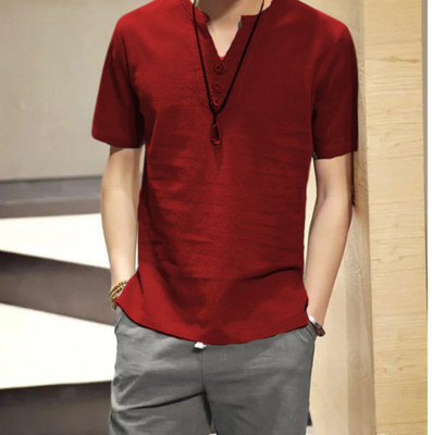 ZAKOD Men Solid High Low Kurta(Maroon)