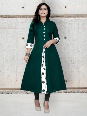 Texpa Fashions Women Self Design A-line Kurta(Dark Green)