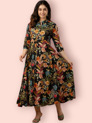 mk creation Women Printed Anarkali Kurta(Multicolor)