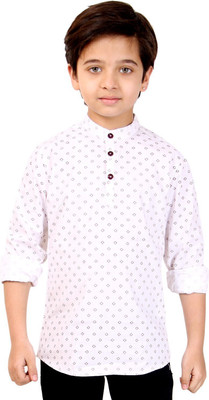 MADE IN THE SHADE Boys Printed Straight Kurta(White)