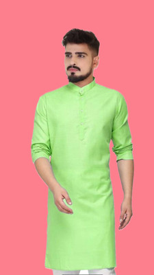 VINAARI Men Solid A-line Kurta(Green)