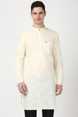 PETER ENGLAND Men Self Design Straight Kurta(Beige)