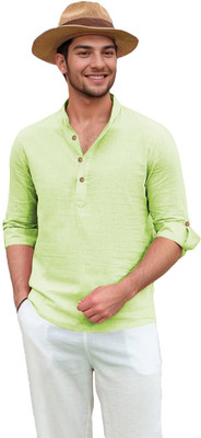 CROWNTAIL Men Solid Straight Kurta(Green)