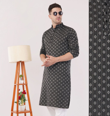 Sypher Boutique Men Printed Straight Kurta(Black)