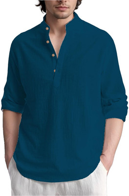 VIMASUTI Men Solid Straight Kurta(Blue)
