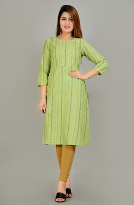 Glowworld Women Printed Straight Kurta(Green)