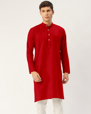 CHIRASVI Men Solid Straight Kurta(Red)