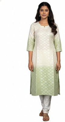 VISISTA Women Self Design Straight Kurta(Green)
