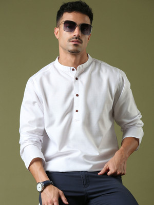Voroxy Men Solid Straight Kurta(White)