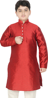 SG YUVRAJ Boys Self Design Straight Kurta(Maroon)