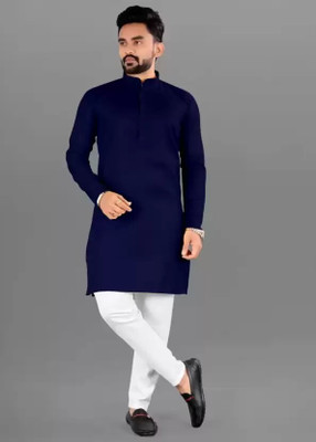 SHREE YAMUNA CREATION Men Solid Straight Kurta(Blue)