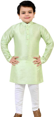 BSGGARMENTS Boys Self Design Straight Kurta(Light Green)