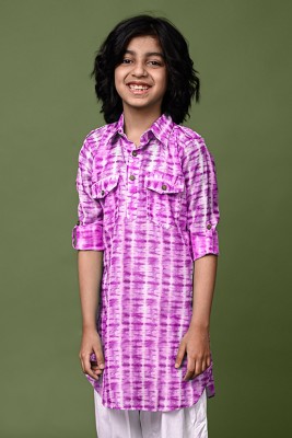 Vesham Boys Printed Straight Kurta(Pink)