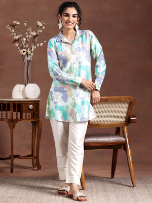 LIBAS Women Printed Straight Kurta(Green)