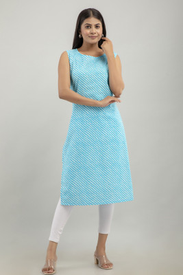 MG FASHION Women Striped A-line Kurta(Light Blue)