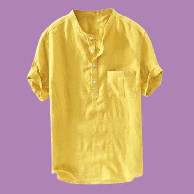 ZAKOD Men Solid Straight Kurta(Yellow)