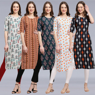 1 Stop Fashion Women Printed Straight Kurta(Multicolor)
