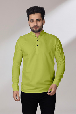 LIMRO Men Solid Straight Kurta(Light Green)