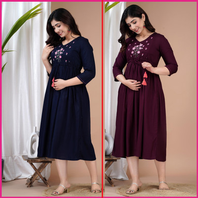 mayraa Women Printed Anarkali Kurta(Blue)
