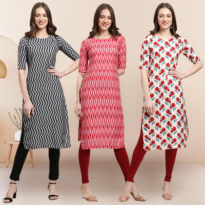 1 Stop Fashion Women Printed, Striped A-line Kurta(Multicolor)