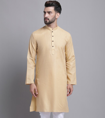 AEW DESIGNS Men Self Design Straight Kurta(Beige)