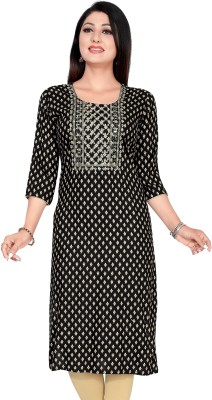 Meher Impex Women Embroidered Straight Kurta(Black)