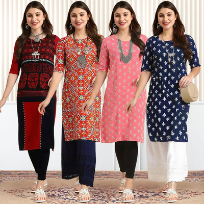 1 Stop Fashion Women Printed A-line Kurta(Multicolor)
