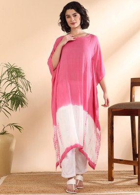 maaesa Women Dyed/Ombre Kaftan Kurta(Pink)