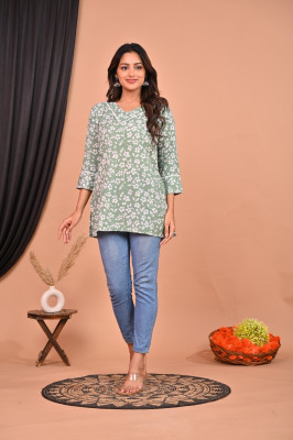 HouseOfCommon Women Printed A-line Kurta(Green)