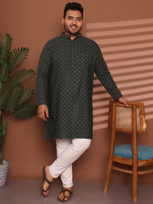 ED PLUS Men Printed Straight Kurta(Green)