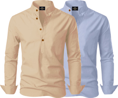 Kavyangle Creation Men Solid Straight Kurta(Gold, Grey)