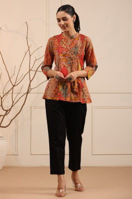 Rain & Rainbow Women Abstract A-line Kurta(Multicolor)