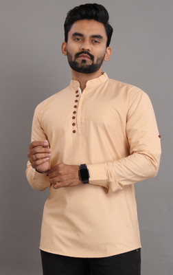 Nofilter Men Solid Straight Kurta(Beige)