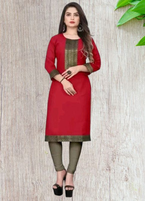 Retrox Women Solid, Self Design Straight Kurta(Maroon)