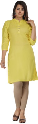 Ravishree Impex Women Solid Straight Kurta(Yellow)