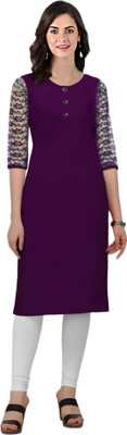Coft Women Solid, Self Design A-line Kurta(Purple)