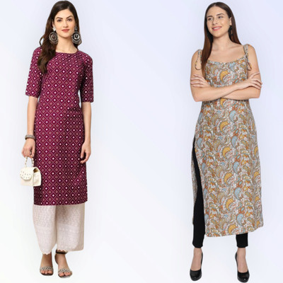 HouseOfCommon Women Printed Straight Kurta(Multicolor)