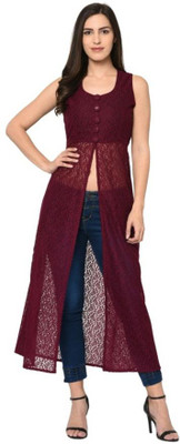 Lilyn Women Solid A-line Kurta(Maroon)
