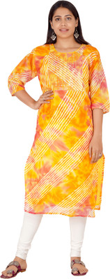 PARTH STYL FASHION Women Self Design Straight Kurta(Yellow)