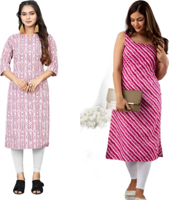 HouseOfCommon Women Printed Straight Kurta(Multicolor)
