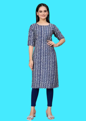 Maheshvi Women Printed A-line Kurta(Dark Blue)
